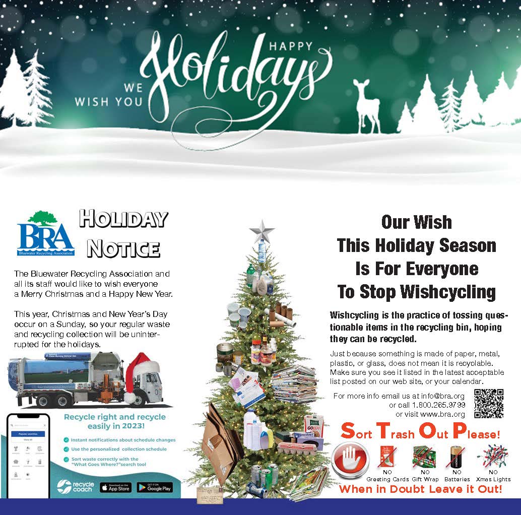 Bluewater Recycling Association Holiday Collection Information
