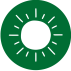 green circle with white sun in middle