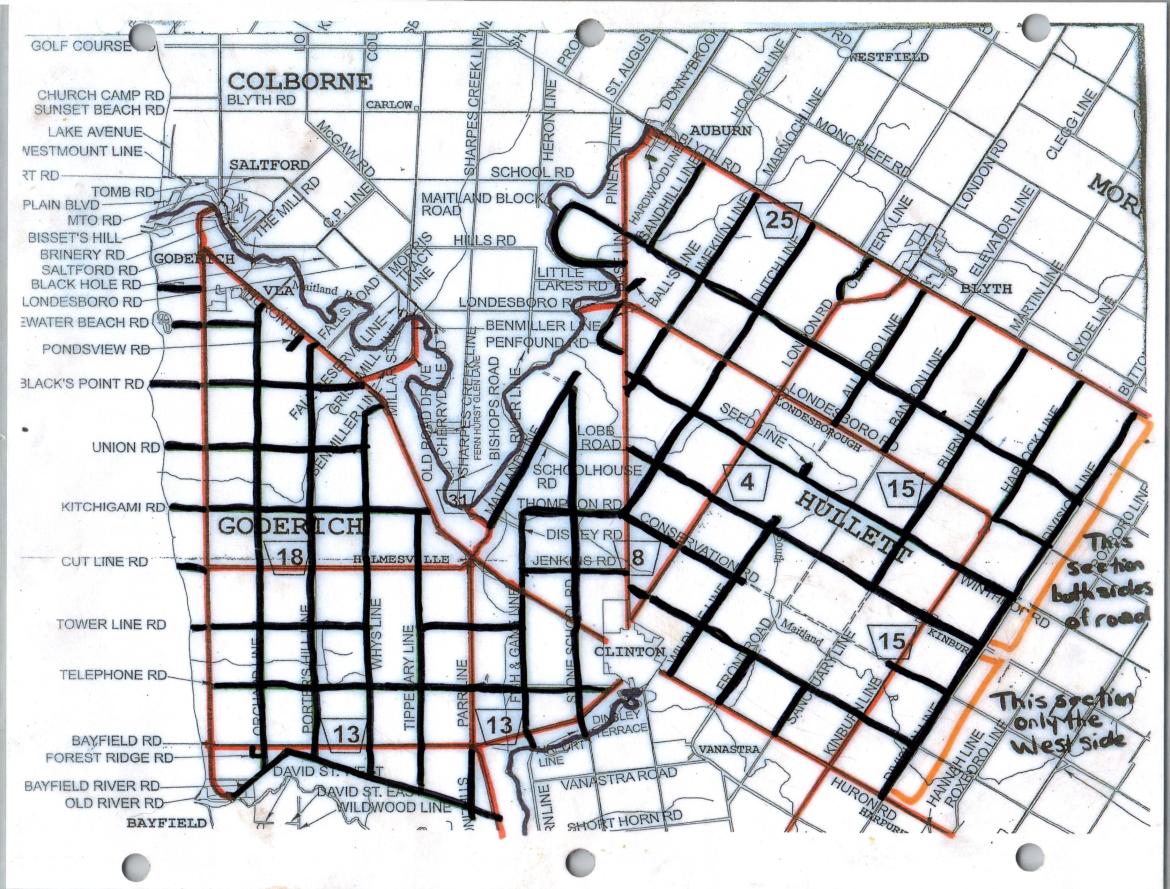 Scanned Map of Grass Maintenance in Central Huron as of September 2022